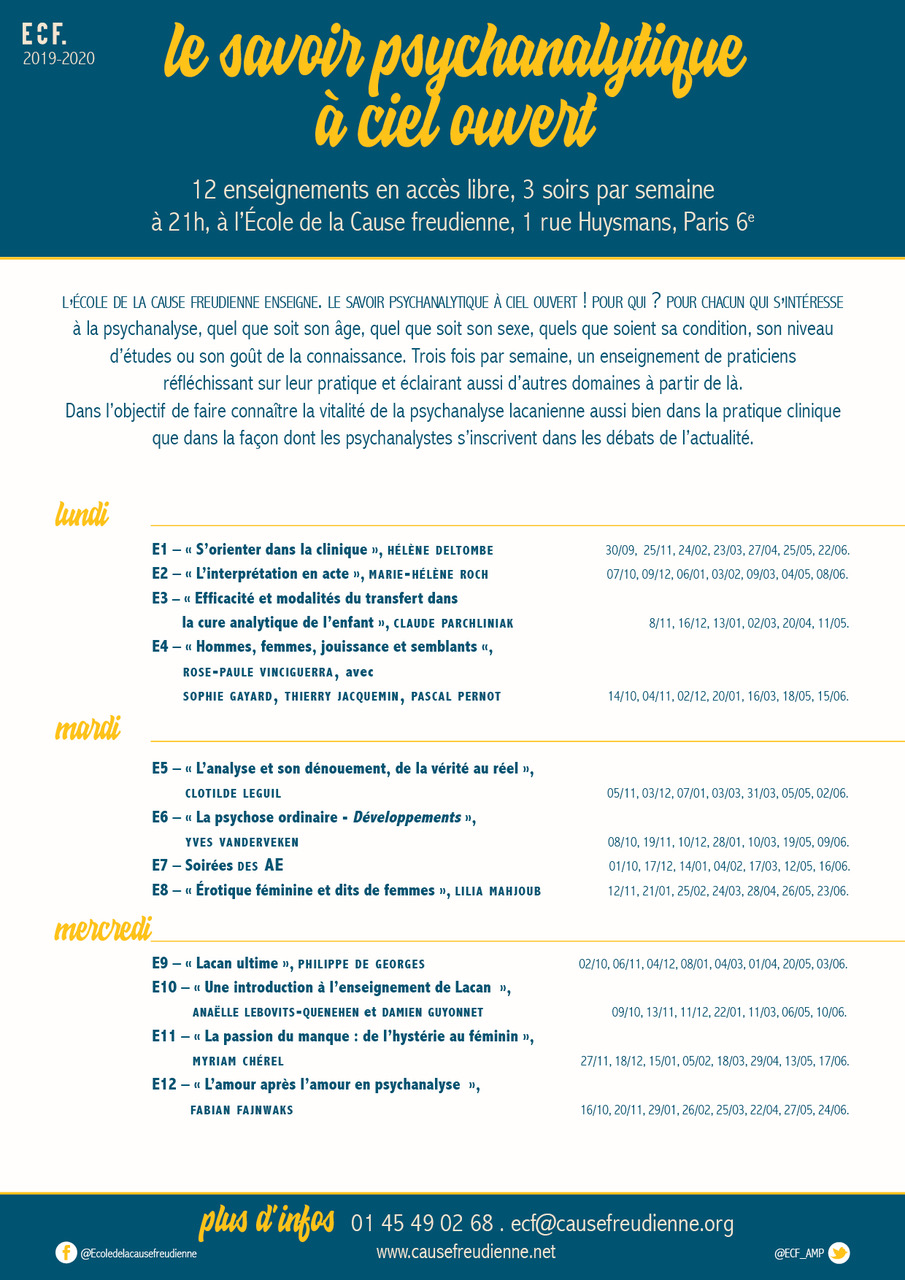 enseignement de l'ECF-Paris 2019-20